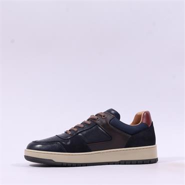 Ambitious Wood Leather Cupsole Trainer - Dark Navy